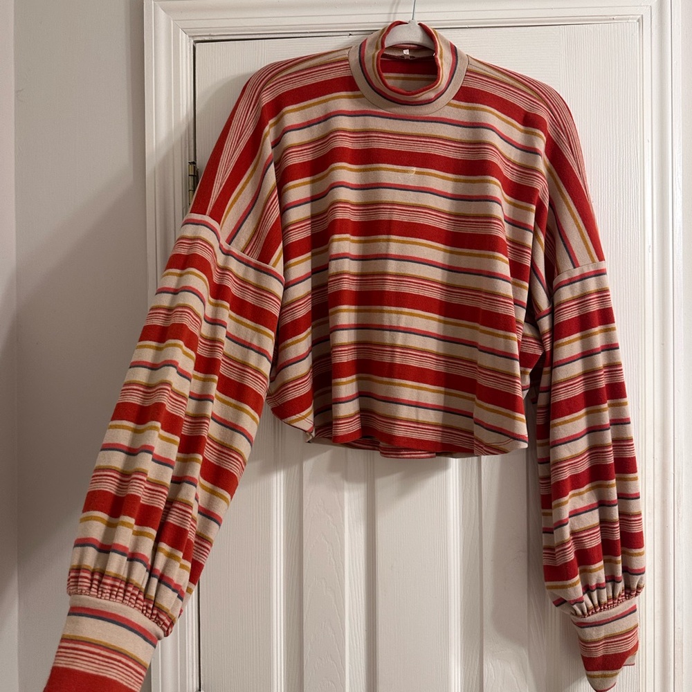 Free People Striped Red and Cream Top